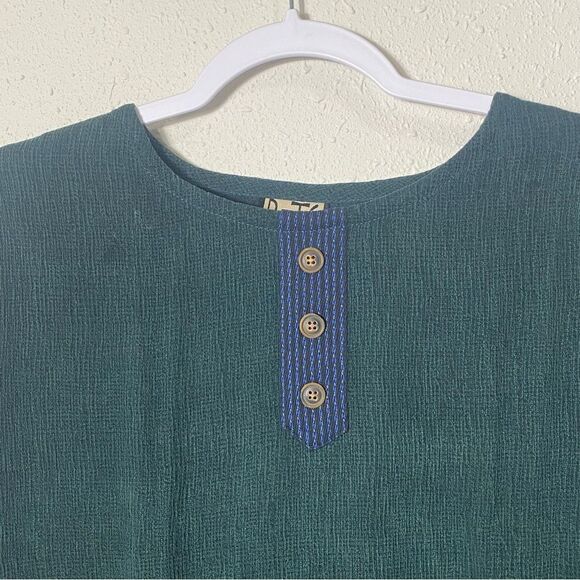 Bets By Canvasbacks Forest Green Gauzy Long Sleeve Tunic Top Women's Size Medium - Picture 6 of 10